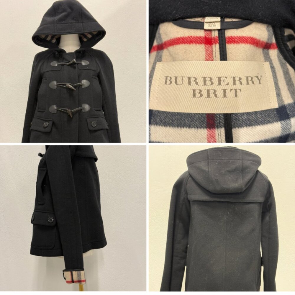 BURBERRY WOMENS BLACKWELL SHORT WOOL DUFFLE COAT SZ US 4 EU 38